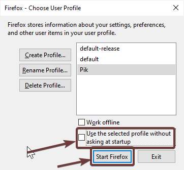 Firefox choose your profile