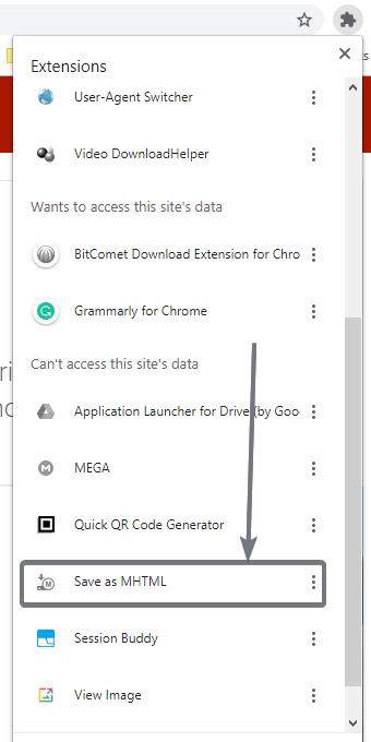 Save webpages as MHT from Chrome on PC