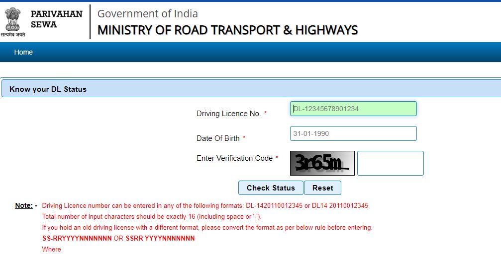 check your driving license online