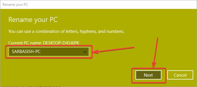 Change computer name on Windows 10