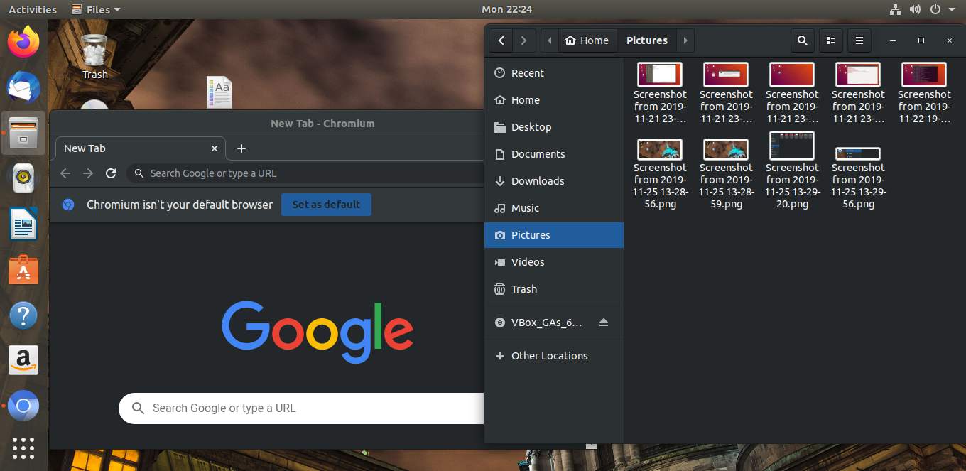 pre-installed dark mode with Ubuntu, and the Chromium Web-browser