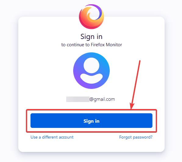 sign in with your account on Mozilla Firefox