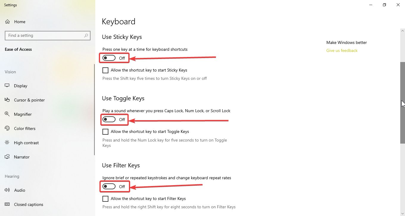 Disable sticky keys shortcuts 20