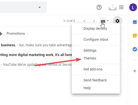 Gmail Theme settings