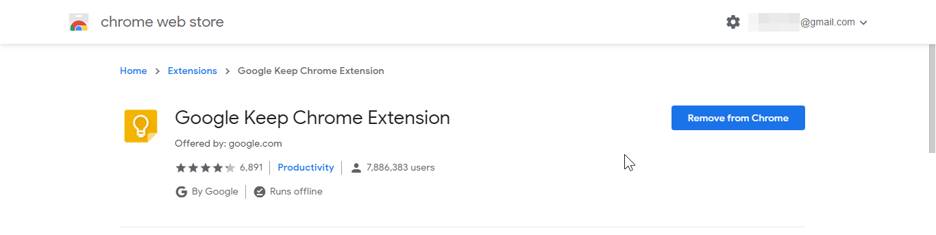 Google Keep Chrome extension 100