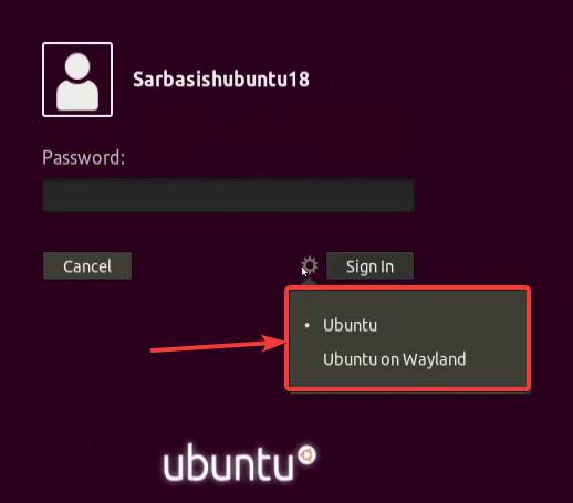 Login using Ubuntu on Wayland