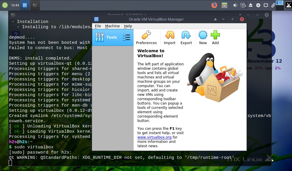Install VirtualBox on MX Linux for creating virtual machines