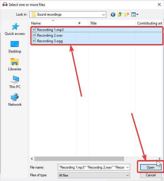 navigate to the folder where the audio files are present