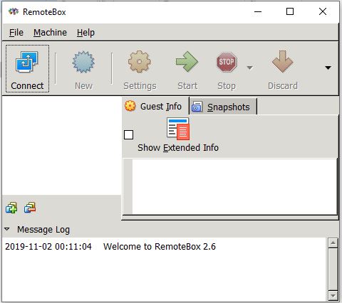 RemoteBox sucesfully install and lunched on Windows 10