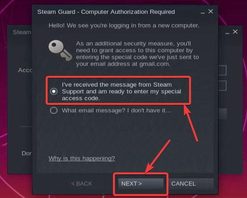 Authorize PC for Steam usage  on Linux 60