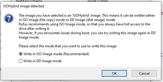 Write in an ISO image mode