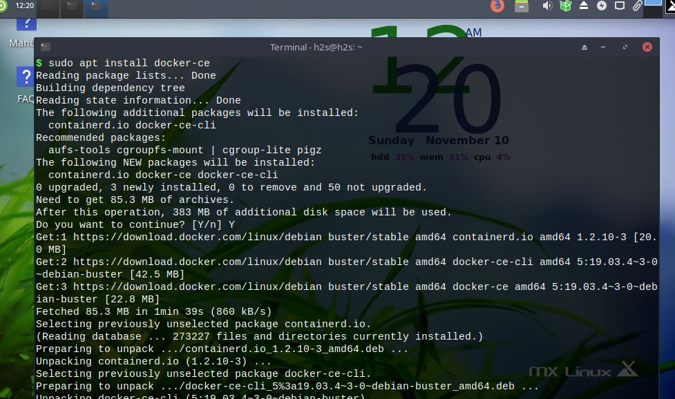 apt install docker on mx linux