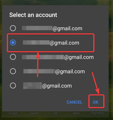 choose the gmail account
