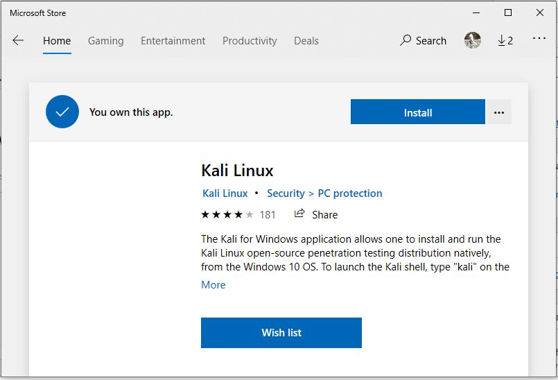 Download Kali Linux from Microsoft Store-min