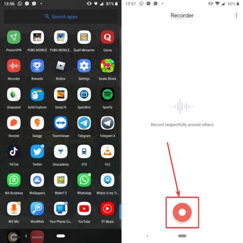 open the Pixel Recorder 4 on your Android device