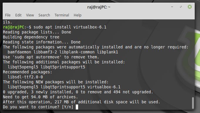 Installing virtual Box 6.1 on Ubutnu Linux Mint