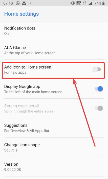 Stop Adding icon of app to stock android home screen