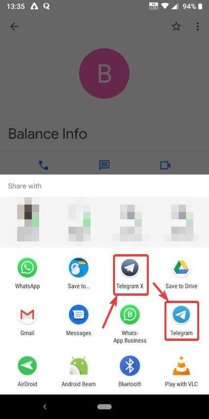 Send contacts on Telegram without leaving it