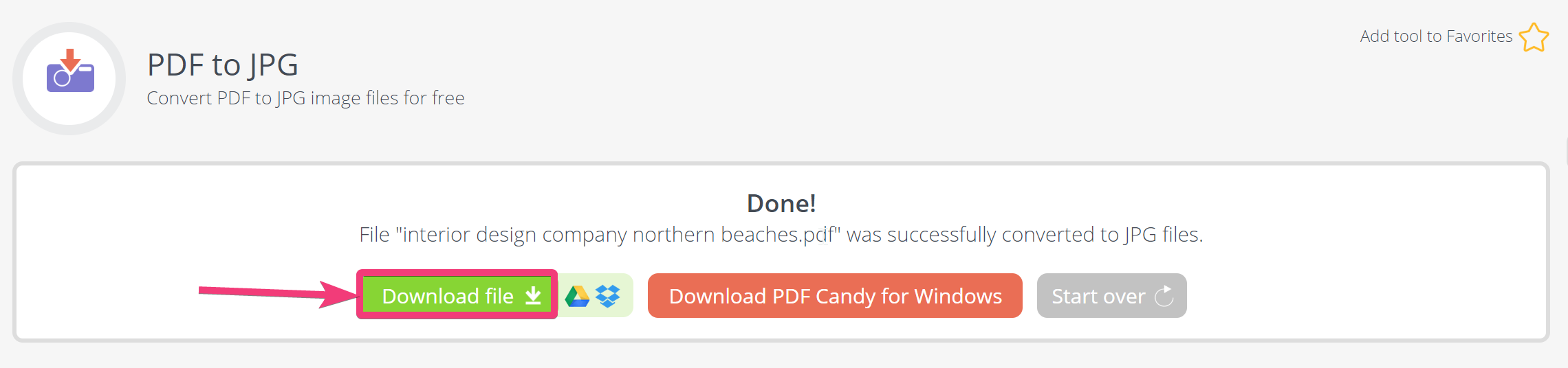 PDF Candy supports Google Drive and Dropbox cloud storage services.