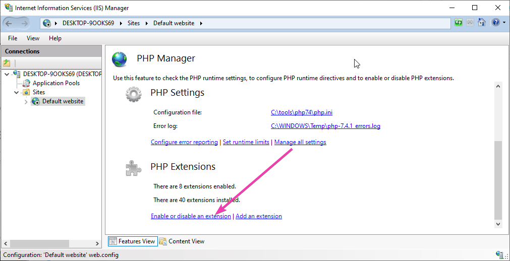 Enable or Disable extension PHP-min