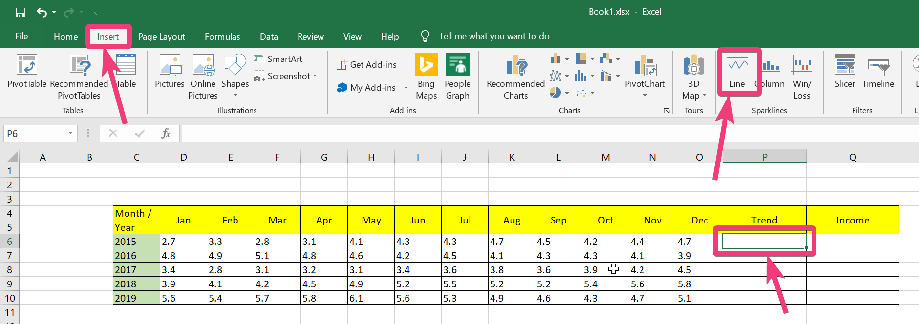 Sparklines on Excel and Sheets 20