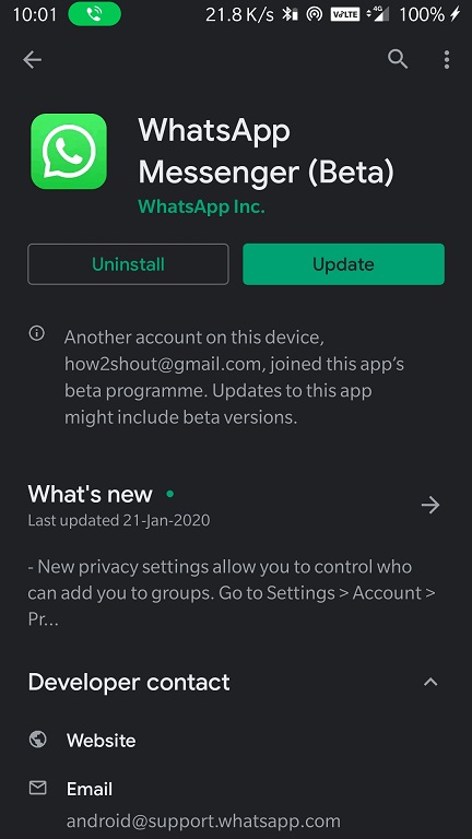 Update WhatsApp beta