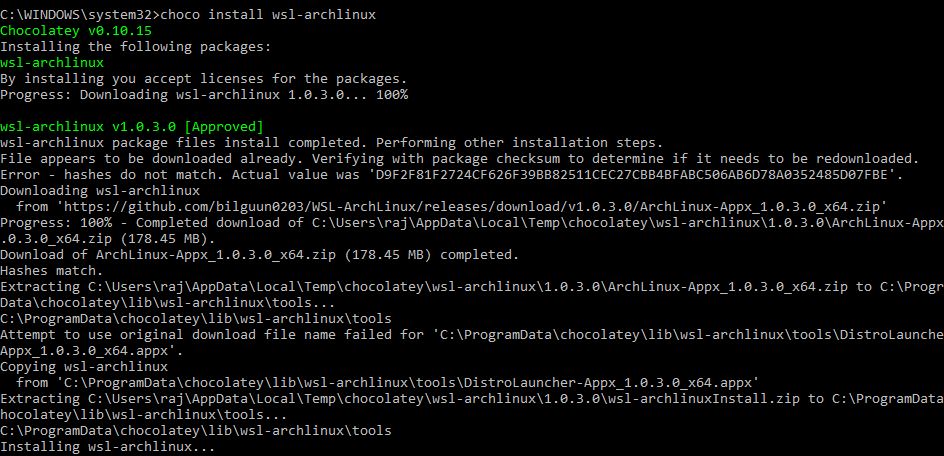install choco Arch Linux on WSL