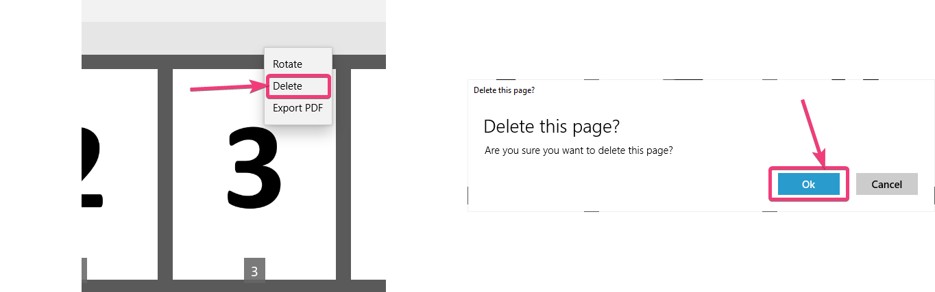 Select delete PDF pages option