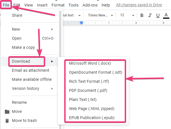 how to download file from google docs