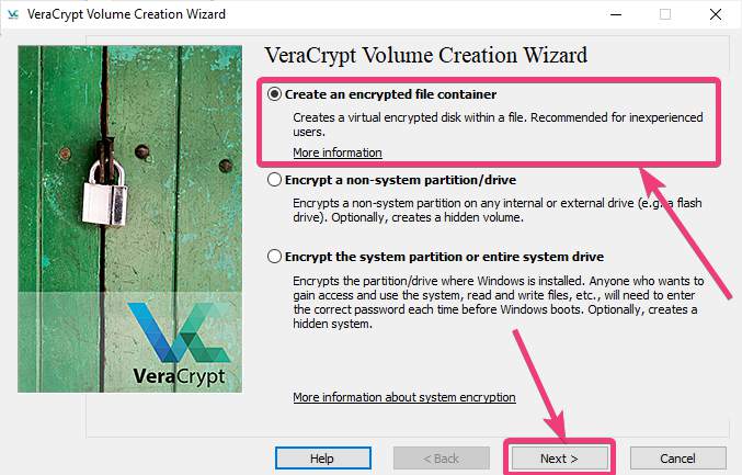Create an encrypted file container