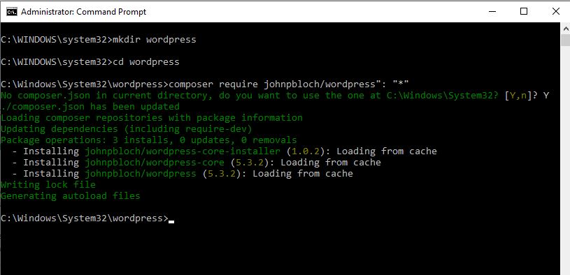 WOrdpress packages using composer