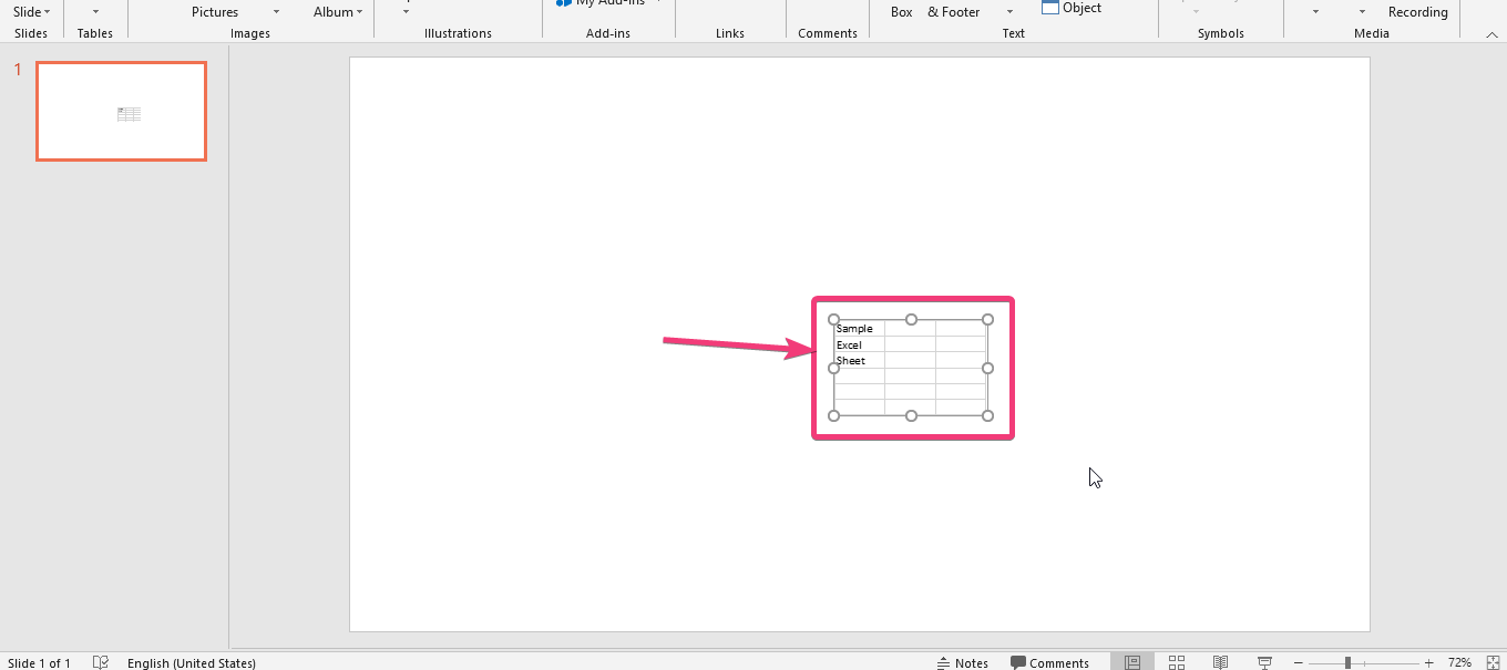 Add Excel sheets to PowerPoint 