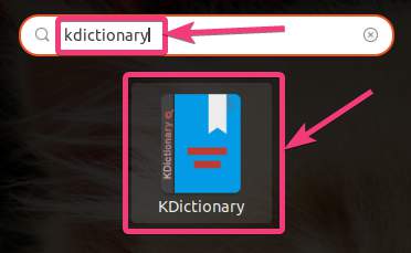 KDictionary in the default app launcher on Ubuntu