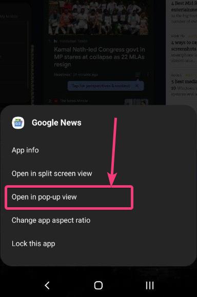 Open apps in pop-up view Android 10 