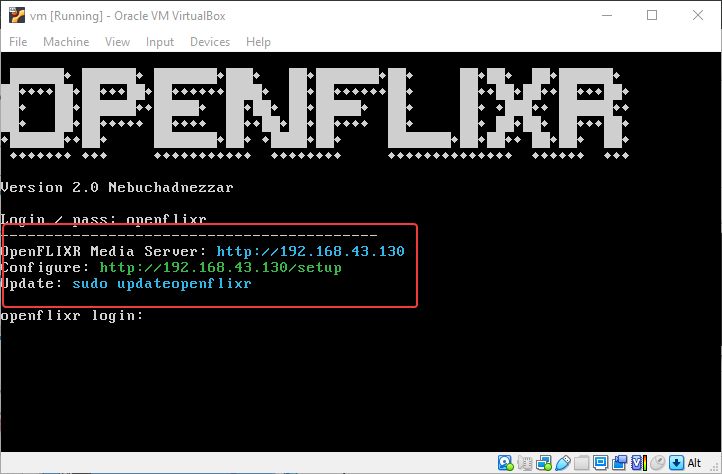 OpenFLIXR media server web configure URL