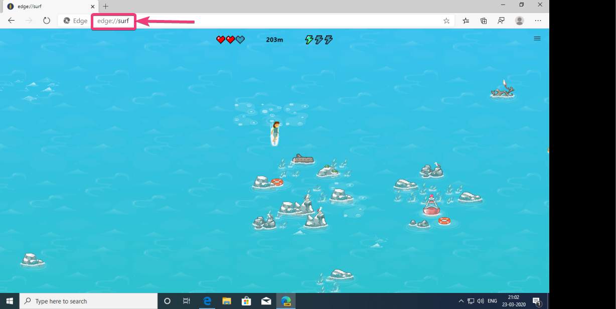 How to unlock and play the game of Edge Surf on Microsoft Edge