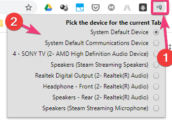 Set audio output device on Chrome 20