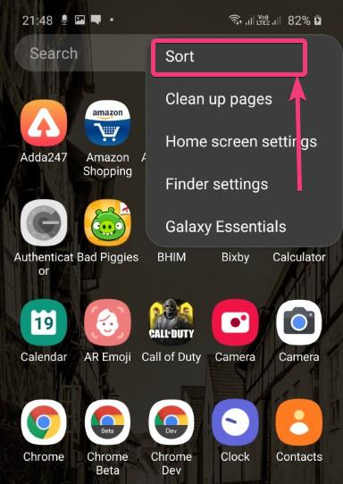 Sort apps in app drawer Samsung 10