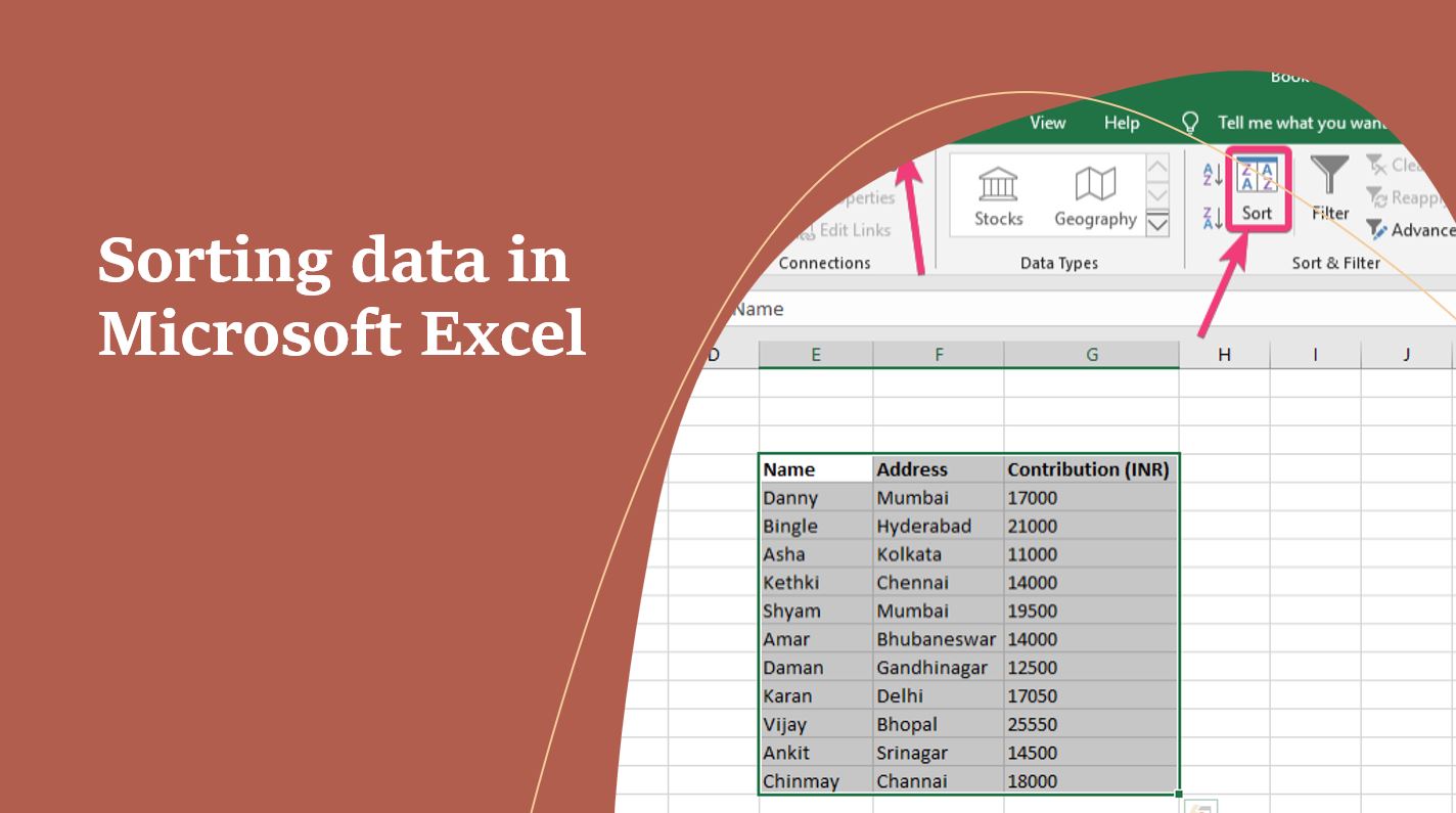 Sorting data in Microsoft Excel min