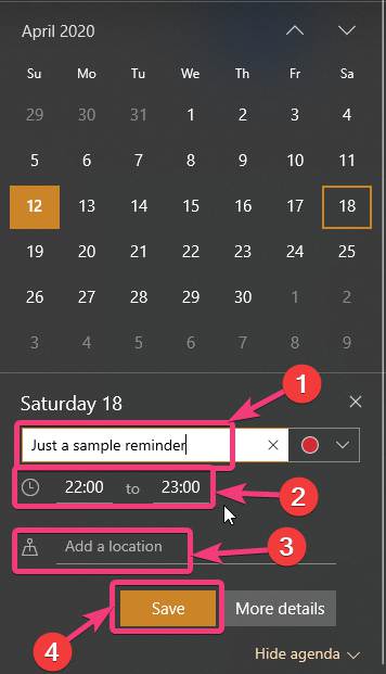 Set a location for the appointment or reminder.