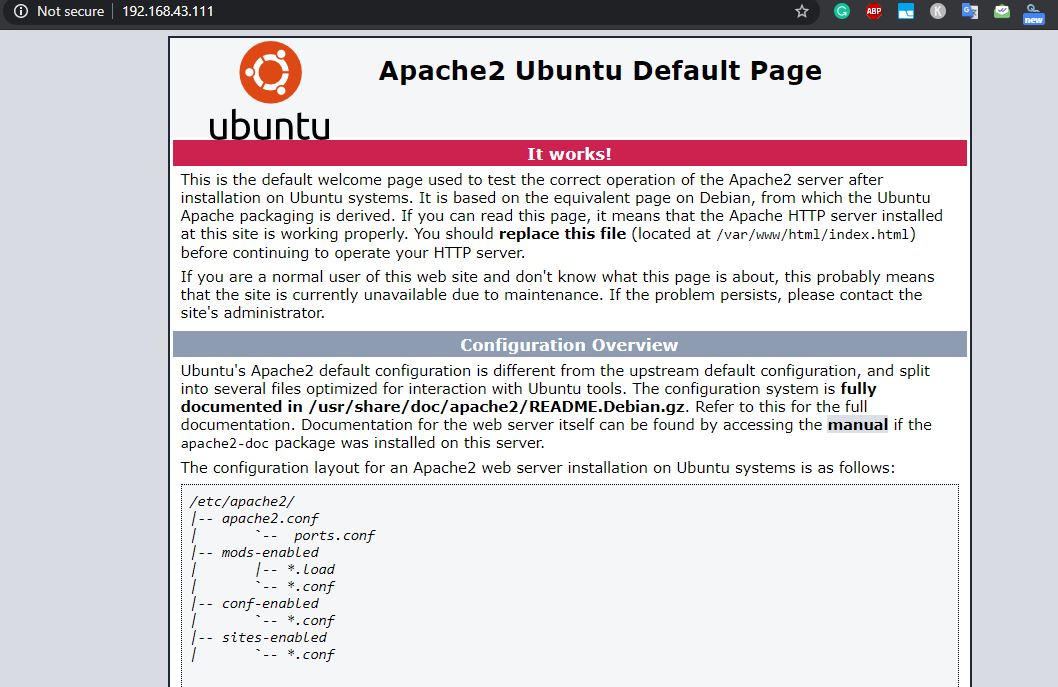 Apache default welcome page