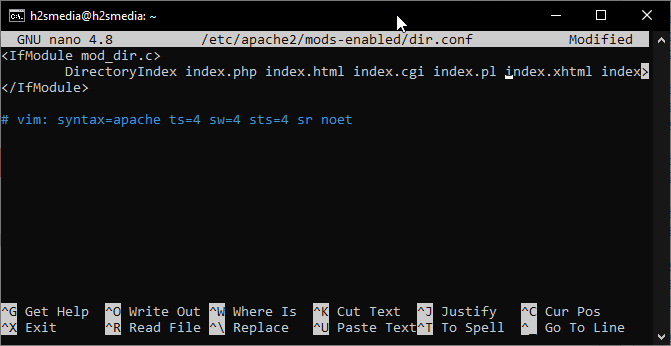 Change index.php position in Apache directory