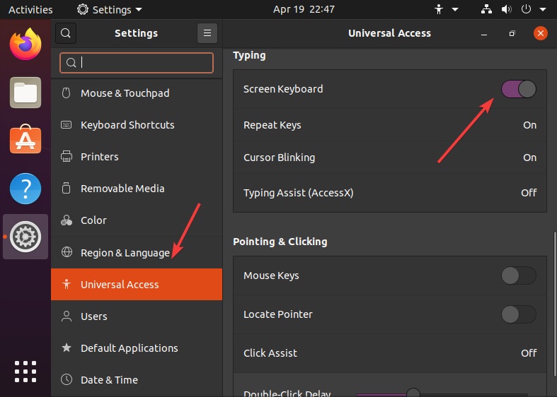 Enable Ubuntu Screen keyboard option