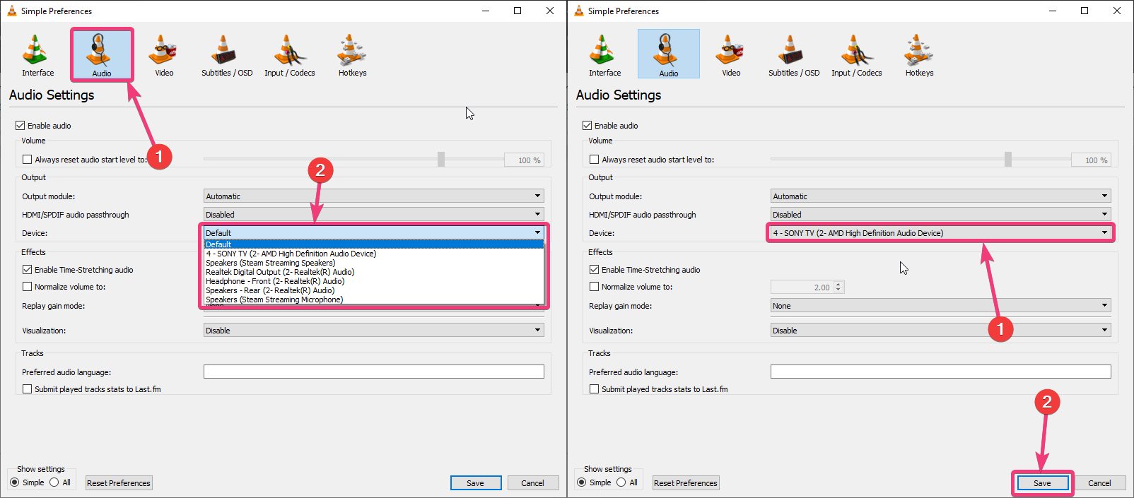 click on ‘Audio’ in the ‘Preferences’ window