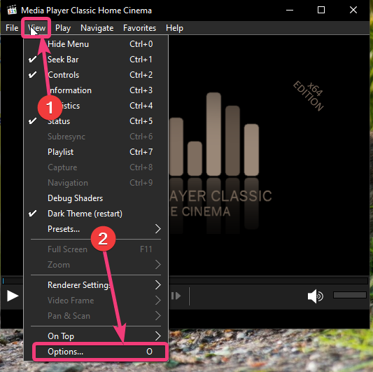 Route Media classic player audio to device