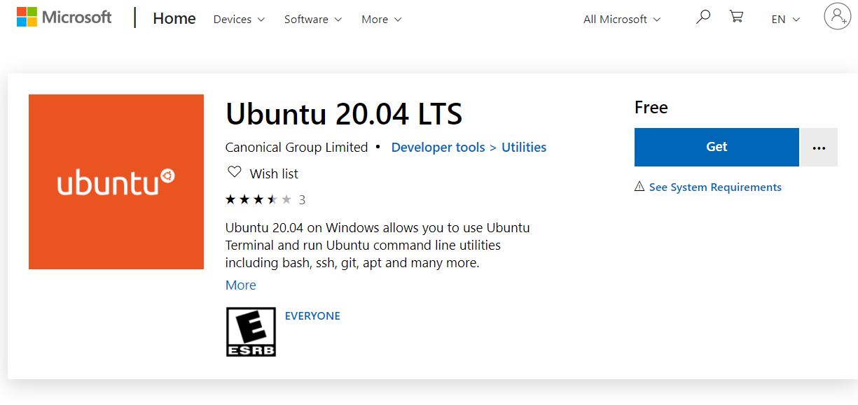 Ubuntu 20.04 in Windows 10 WSL