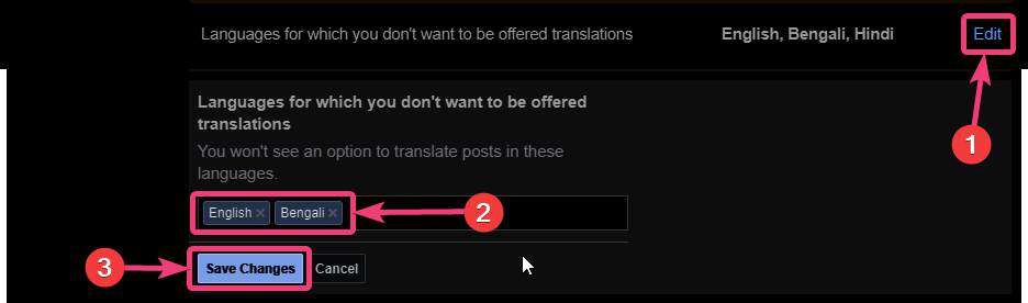Language selection for translation 