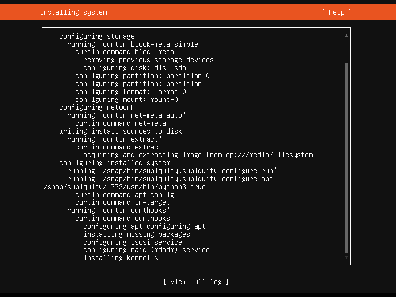 Installing Ubuntu 20.04 server system