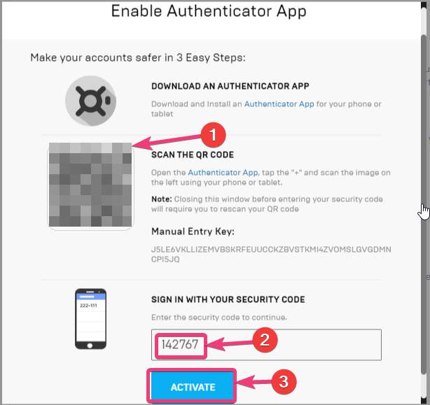 Set up two-factor authentication Epic Games 40