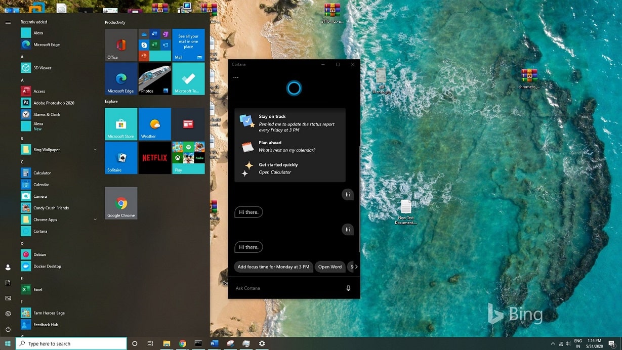 Windows 10 May 2004 2020 interface and featurees